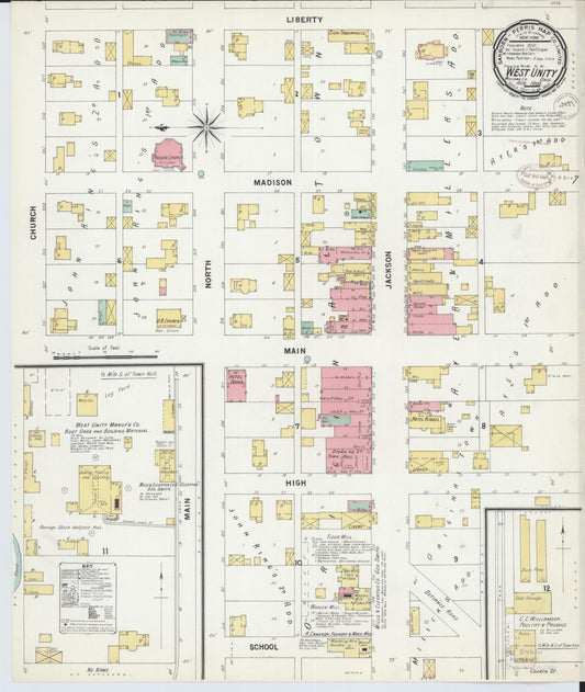 Sanborn Fire Insurance Map from West Unity, Williams County, Ohio (1899), Sheet #0001 - Historic Sanborn Fire Insurance Map Print, vintage old map wall art, antique decor, genealogy gift, Ohio Ohio map