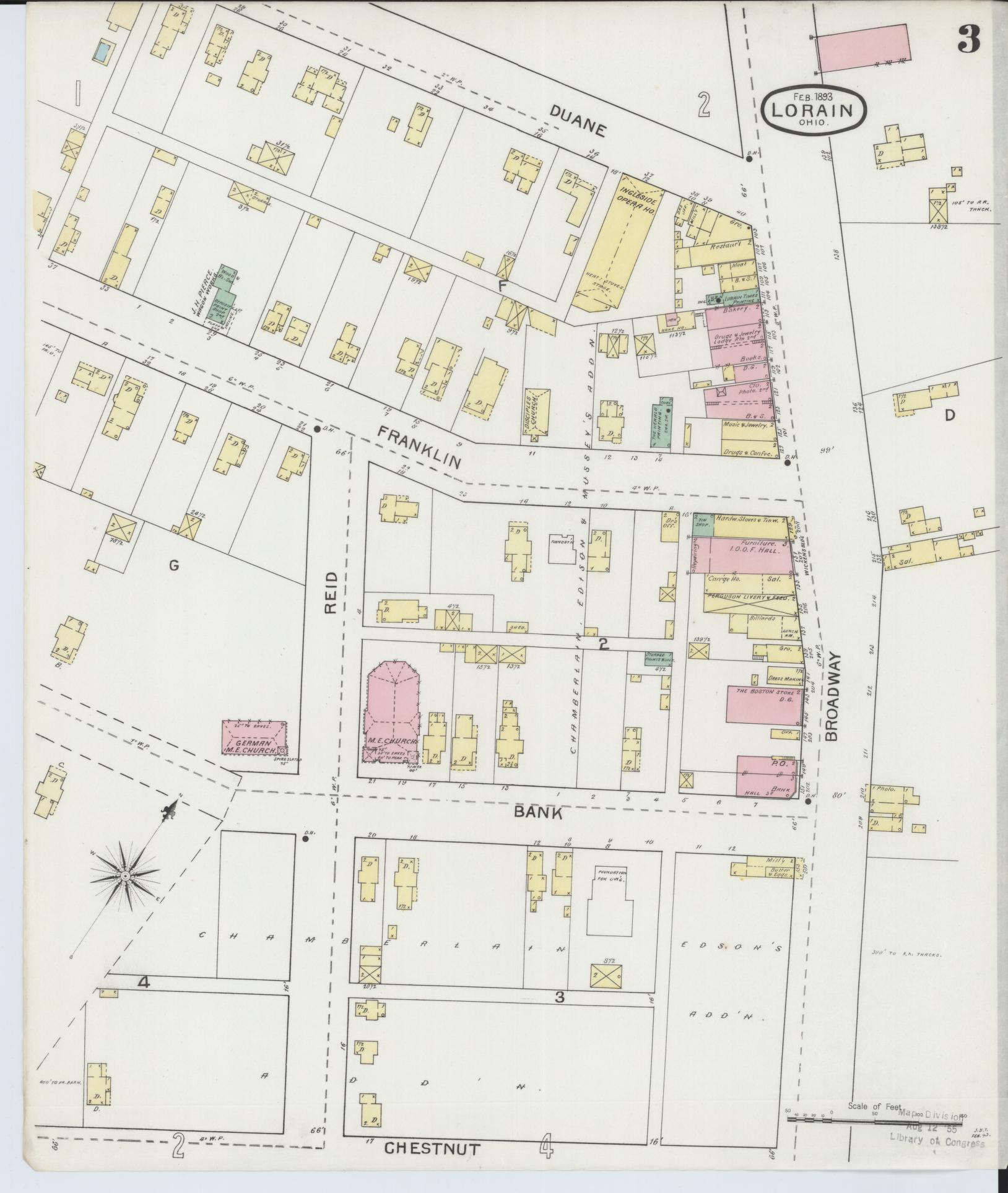 Sanborn Fire Insurance Map from Lorain, Lorain County, Ohio (1893), Sheet #0003 - Historic Sanborn Fire Insurance Map Print, vintage old map wall art, antique decor, genealogy gift, Ohio Ohio map