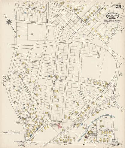 Sanborn Fire Insurance Map from Arlington, Middlesex County, Massachusetts (1922), Sheet #0028 - Historic Sanborn Fire Insurance Map Print, vintage old map wall art, antique decor, genealogy gift, Massachusetts Massachusetts map