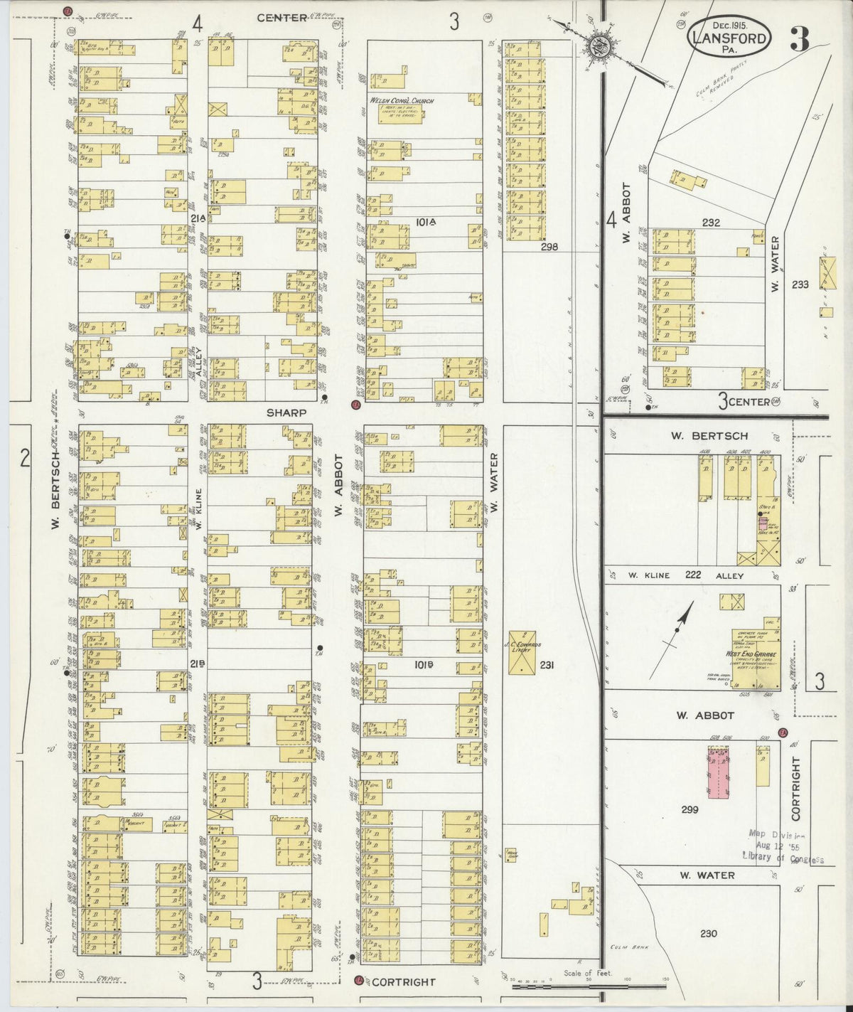 Sanborn Fire Insurance Map from Lansford, Carbon County, Pennsylvania (1915), Sheet #0003 - Historic Sanborn Fire Insurance Map Print, vintage old map wall art, antique decor, genealogy gift, Pennsylvania Pennsylvania map