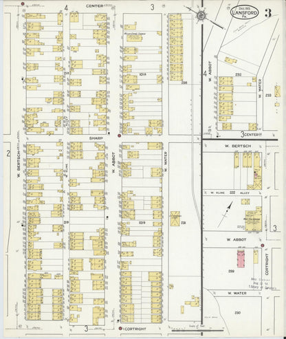 Sanborn Fire Insurance Map from Lansford, Carbon County, Pennsylvania (1915), Sheet #0003 - Historic Sanborn Fire Insurance Map Print, vintage old map wall art, antique decor, genealogy gift, Pennsylvania Pennsylvania map
