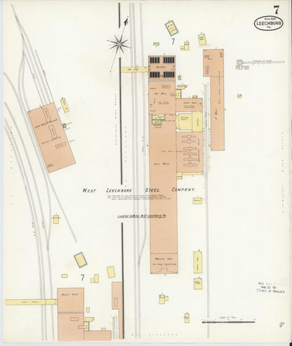 Sanborn Fire Insurance Map from Leechburg, Armstrong County, Pennsylvania (1909), Sheet #0007 - Historic Sanborn Fire Insurance Map Print, vintage old map wall art, antique decor, genealogy gift, Pennsylvania Pennsylvania map
