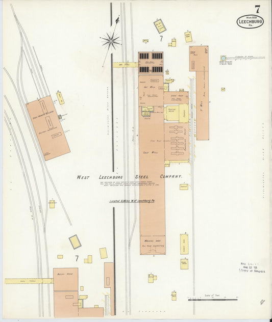 Sanborn Fire Insurance Map from Leechburg, Armstrong County, Pennsylvania (1909), Sheet #0007 - Historic Sanborn Fire Insurance Map Print, vintage old map wall art, antique decor, genealogy gift, Pennsylvania Pennsylvania map