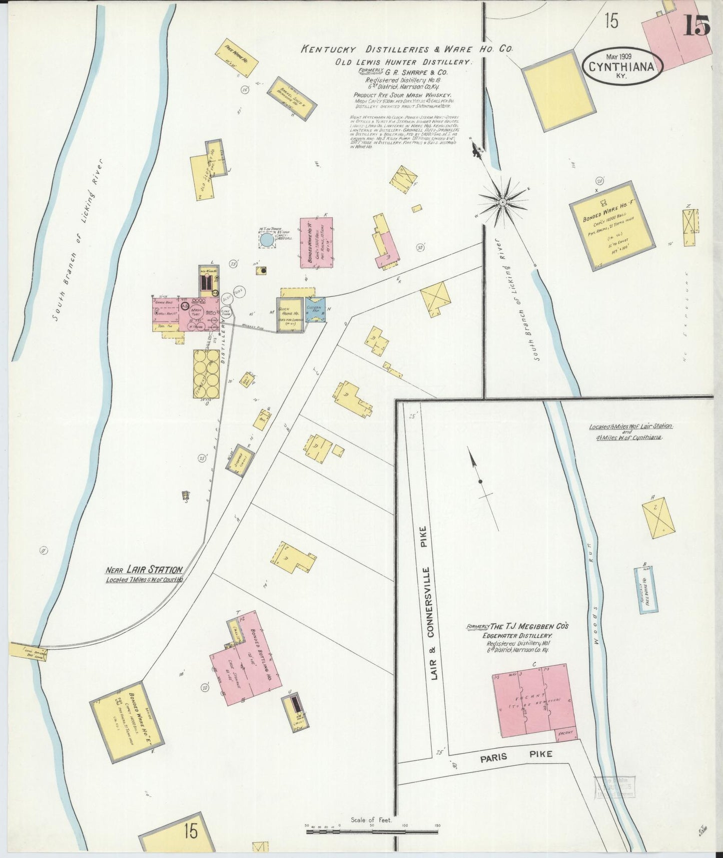 Sanborn Fire Insurance Map from Cynthiana, Harrison County, Kentucky (1909), Sheet #0015 - Complete Map Set gallery image, historic Sanborn map, vintage wall art, Kentucky Kentucky