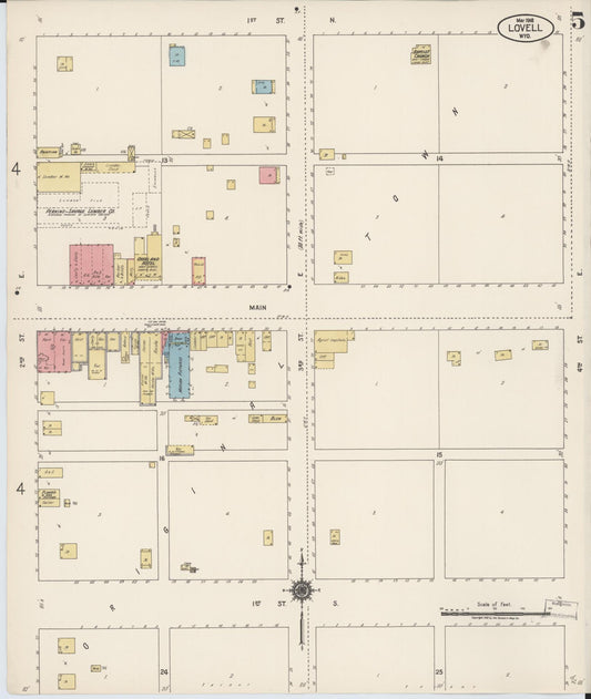 Sanborn Fire Insurance Map from Lovell, Big Horn County, Wyoming (1918), Sheet #0005 - Historic Sanborn Fire Insurance Map Print, vintage old map wall art, antique decor, genealogy gift, Wyoming Wyoming map