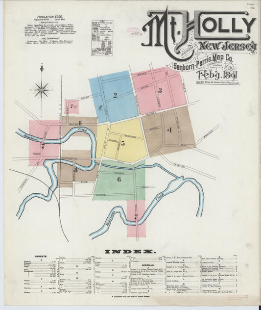 Sanborn Fire Insurance Map from Mount Holly, Burlington County, New Jersey. (1891) – Historic Sanborn Fire Insurance Map Print