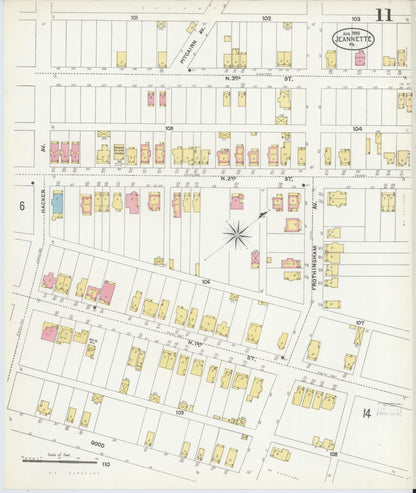 Sanborn Fire Insurance Map from Jeannette, Westmoreland County, Pennsylvania (1905), Sheet #0011 - Complete Map Set gallery image, historic Sanborn map, vintage wall art, Pennsylvania Pennsylvania