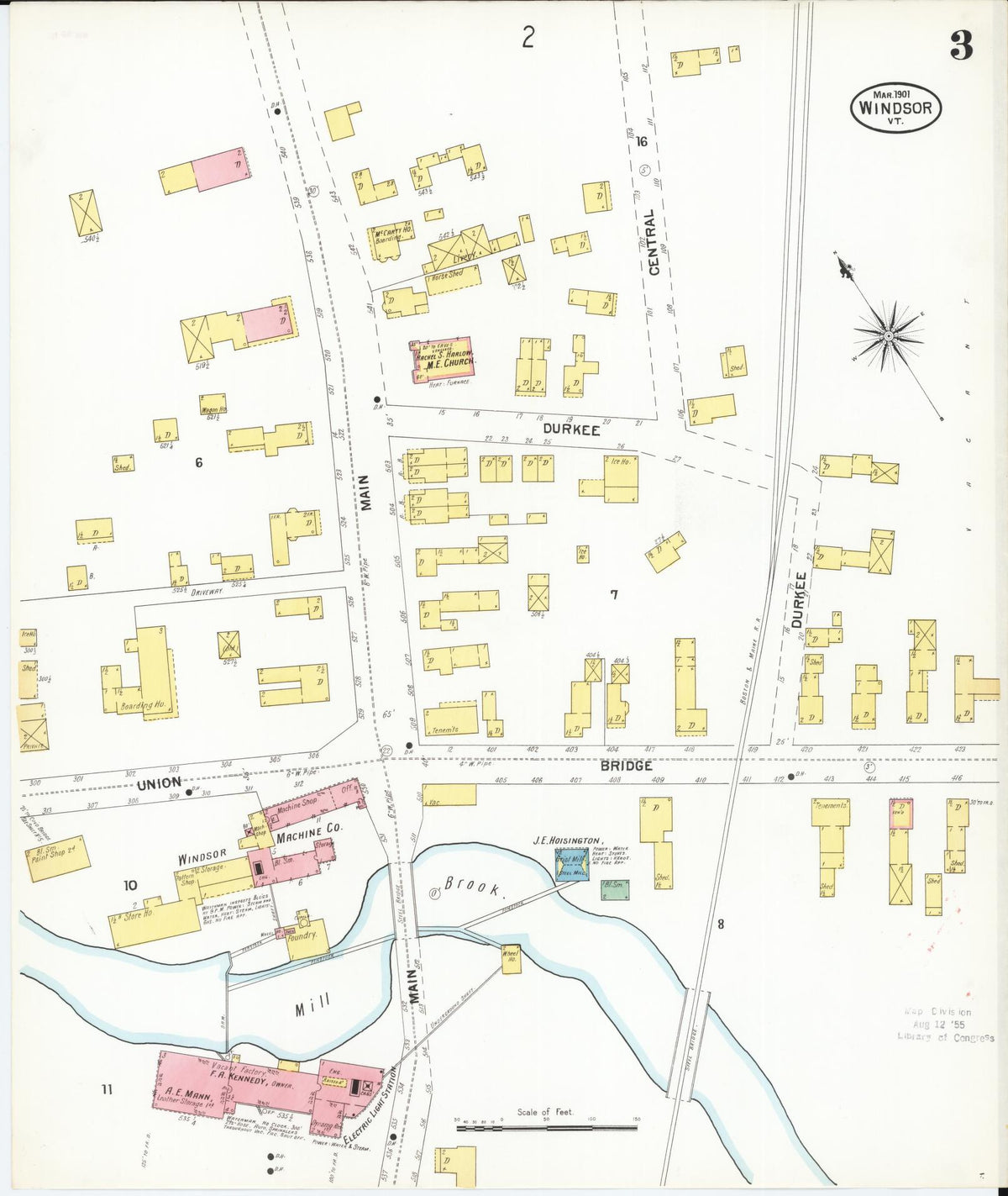 Sanborn Fire Insurance Map from Windsor, Windsor County, Vermont (1901), Sheet #0003 - Complete Map Set gallery image, historic Sanborn map, vintage wall art, Vermont Vermont