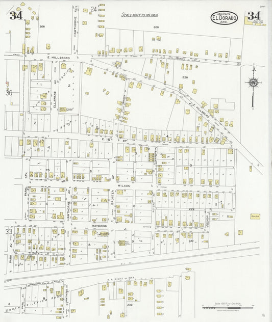 Sanborn Fire Insurance Map from El Dorado, Union County, Arkansas (1929), Sheet #0034 - Historic Sanborn Fire Insurance Map Print, vintage old map wall art, antique decor, genealogy gift, Arkansas Arkansas map