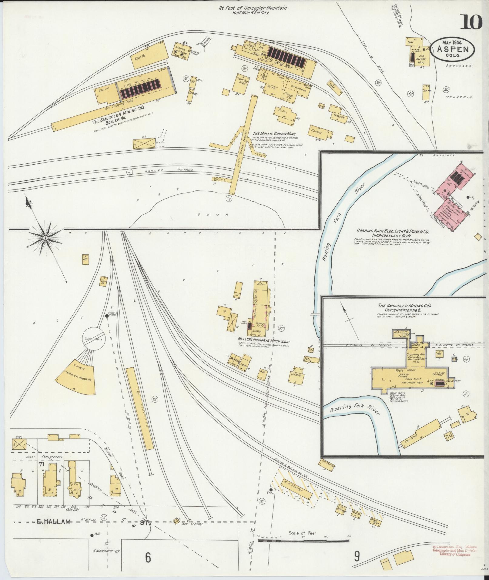 Sanborn Fire Insurance Map from Aspen, Pitkin County, Colorado (1904), Sheet #0010 - Complete Map Set gallery image, historic Sanborn map, vintage wall art, Colorado Colorado