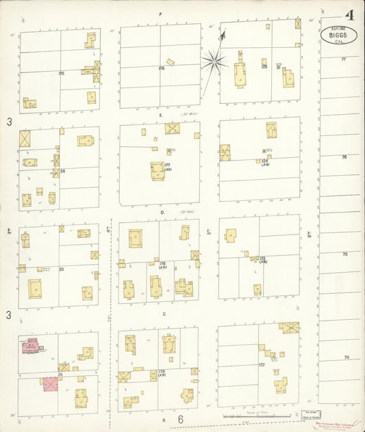 Sanborn Fire Insurance Map from Biggs, Butte County, California (1902), Sheet #0004 - Historic Sanborn Fire Insurance Map Print, vintage old map wall art, antique decor, genealogy gift, California California map