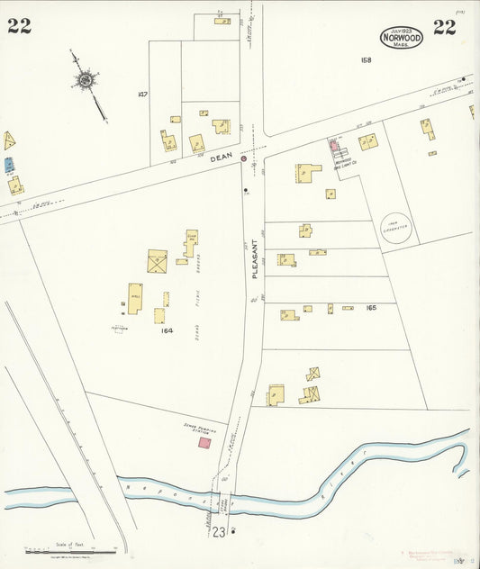 Sanborn Fire Insurance Map from Norwood, Norfolk County, Massachusetts (1923), Sheet #0022 - Historic Sanborn Fire Insurance Map Print, vintage old map wall art, antique decor, genealogy gift, Massachusetts Massachusetts map