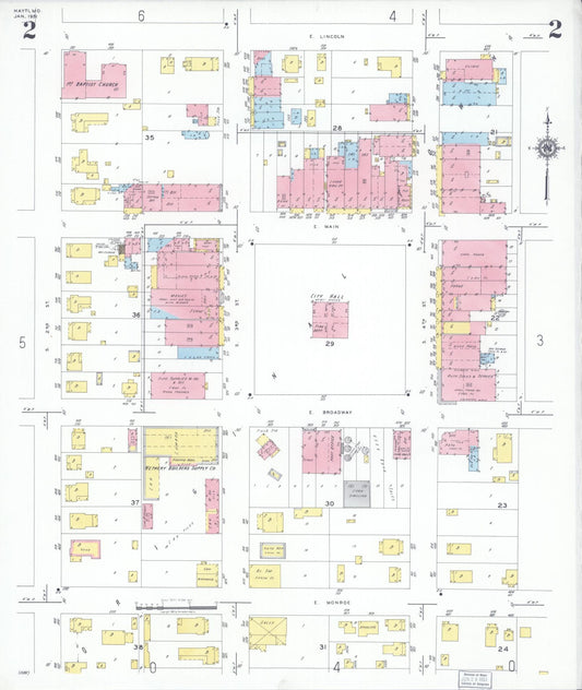 Sanborn Fire Insurance Map from Hayti, Pemiscot County, Missouri (1951), Sheet #0002 - Historic Sanborn Fire Insurance Map Print, vintage old map wall art, antique decor, genealogy gift, Missouri Missouri map