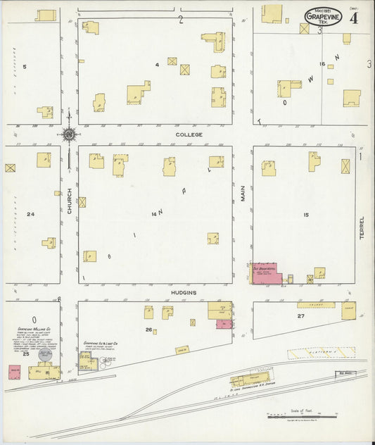 Sanborn Fire Insurance Map from Grapevine, Tarrant County, Texas (1921), Sheet #0004 - Historic Sanborn Fire Insurance Map Print, vintage old map wall art, antique decor, genealogy gift, Texas Texas map