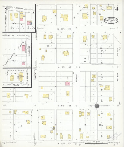 Sanborn Fire Insurance Map from Plattsmouth, Cass County, Nebraska (1923), Sheet #0004 - Complete Map Set gallery image, historic Sanborn map, vintage wall art, Nebraska Nebraska