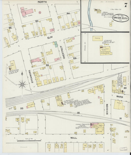 Sanborn Fire Insurance Map from Union City, Randolph County, Indiana (1890), Sheet #0007 - Historic Sanborn Fire Insurance Map Print, vintage old map wall art, antique decor, genealogy gift, Indiana Indiana map