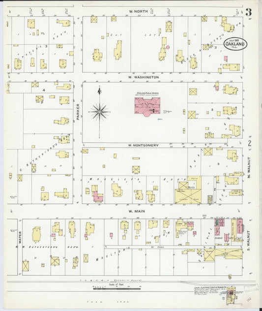 Sanborn Fire Insurance Map from Oakland, Coles County, Illinois (1909), Sheet #0003 - Historic Sanborn Fire Insurance Map Print, vintage old map wall art, antique decor, genealogy gift, Illinois Illinois map