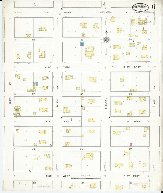 Sanborn Fire Insurance Map from Forest City, Winnebago County, Iowa (1916), Sheet #0006 - Historic Sanborn Fire Insurance Map Print, vintage old map wall art