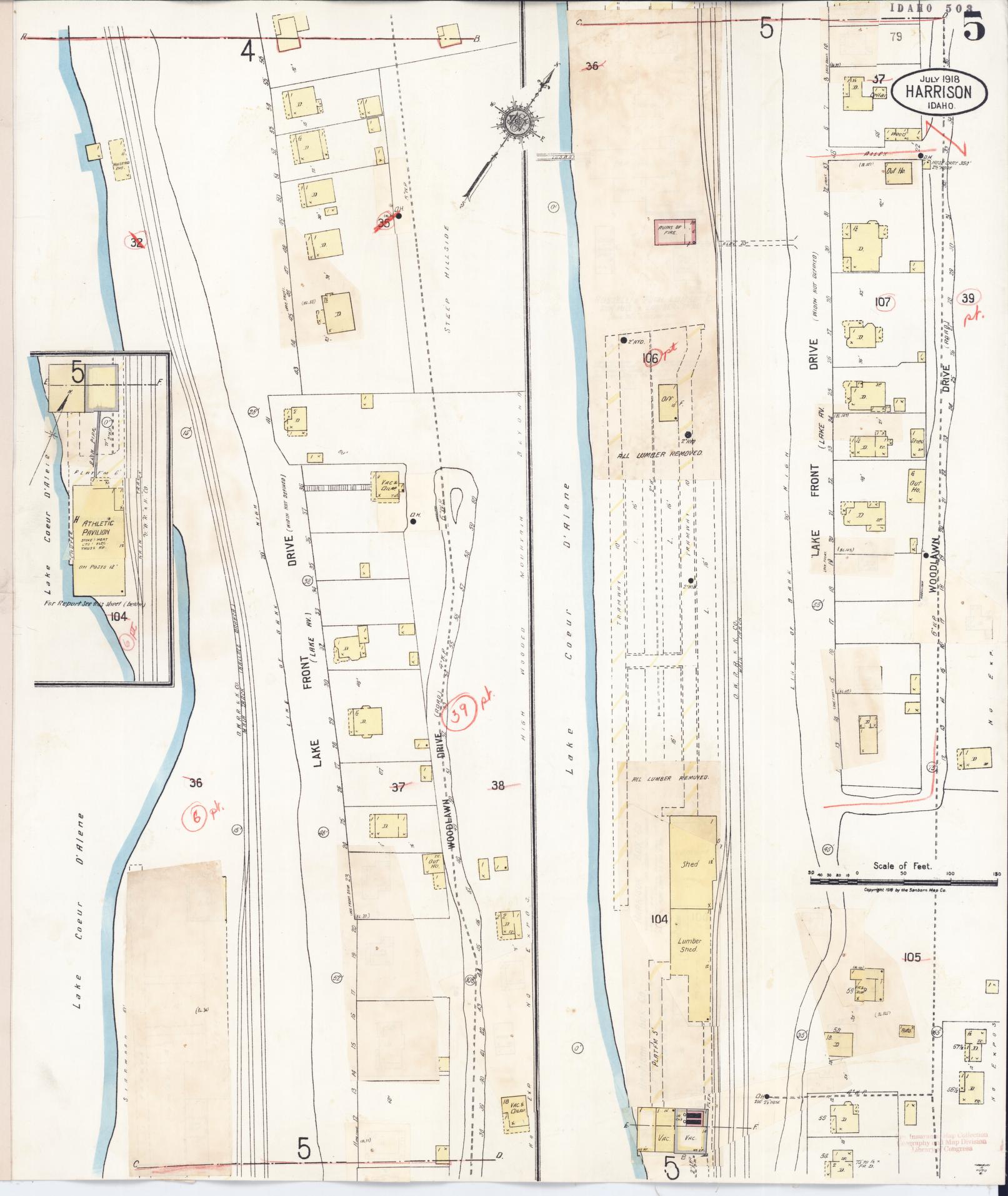 Sanborn Fire Insurance Map from Harrison, Kootenai County, Idaho (1923), Sheet #0005 - Historic Sanborn Fire Insurance Map Print, vintage old map wall art, antique decor, genealogy gift, Idaho Idaho map