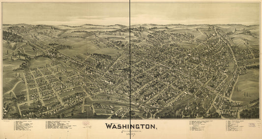 Washington, Pennsylvania, 1897. (1897) – Historic Bird’s-Eye View Panorama Print
