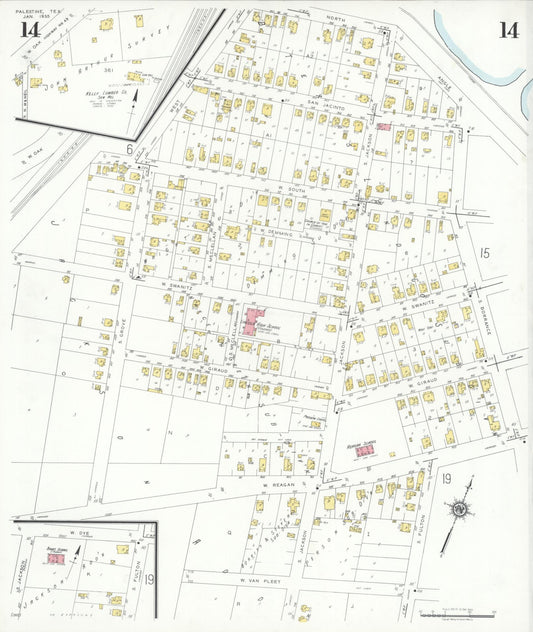 Sanborn Fire Insurance Map from Palestine, Anderson County, Texas (1935), Sheet #0014 - Historic Sanborn Fire Insurance Map Print, vintage old map wall art, antique decor, genealogy gift, Texas Texas map