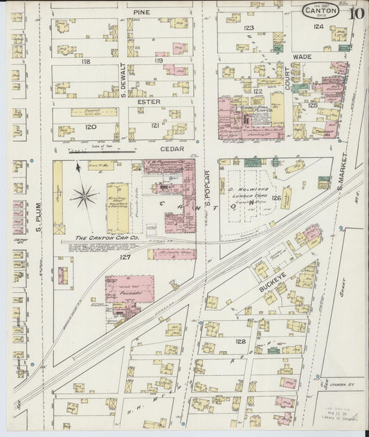 Sanborn Fire Insurance Map from Canton, Stark County, Ohio (1887), Sheet #0010 - Historic Sanborn Fire Insurance Map Print, vintage old map wall art, antique decor, genealogy gift, Ohio Ohio map