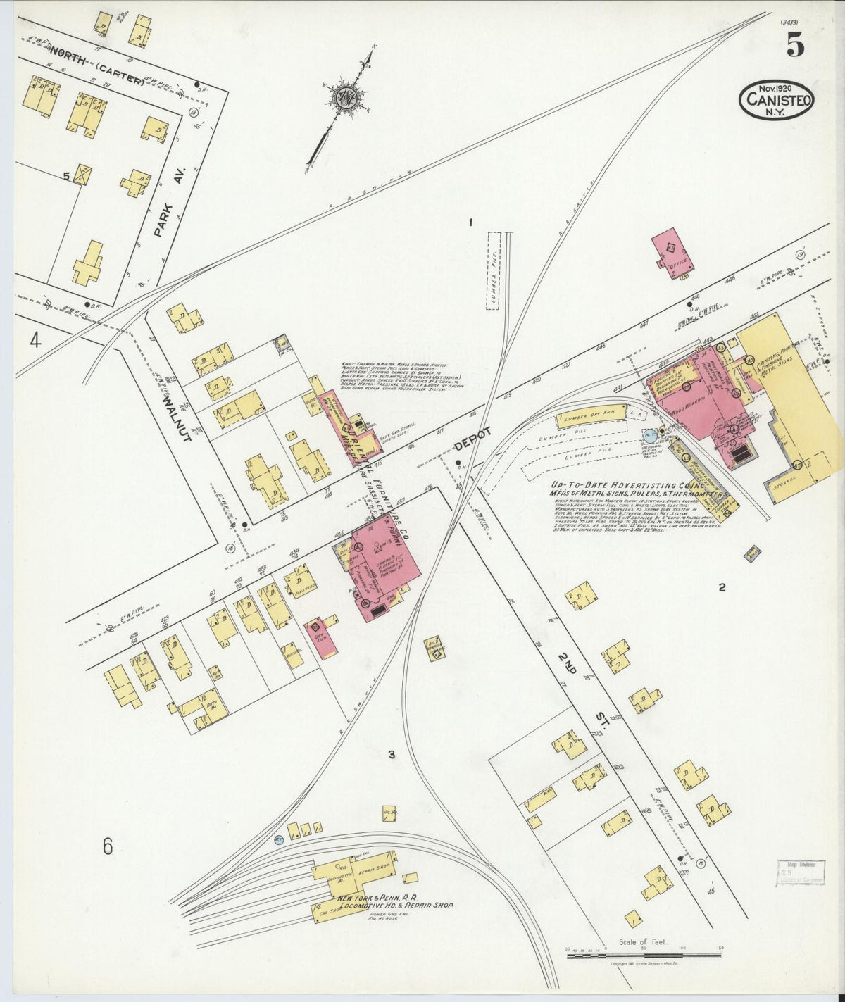 Sanborn Fire Insurance Map from Canisteo, Steuben County, New York (1920), Sheet #0005 - Complete Map Set gallery image, historic Sanborn map, vintage wall art, New York New York