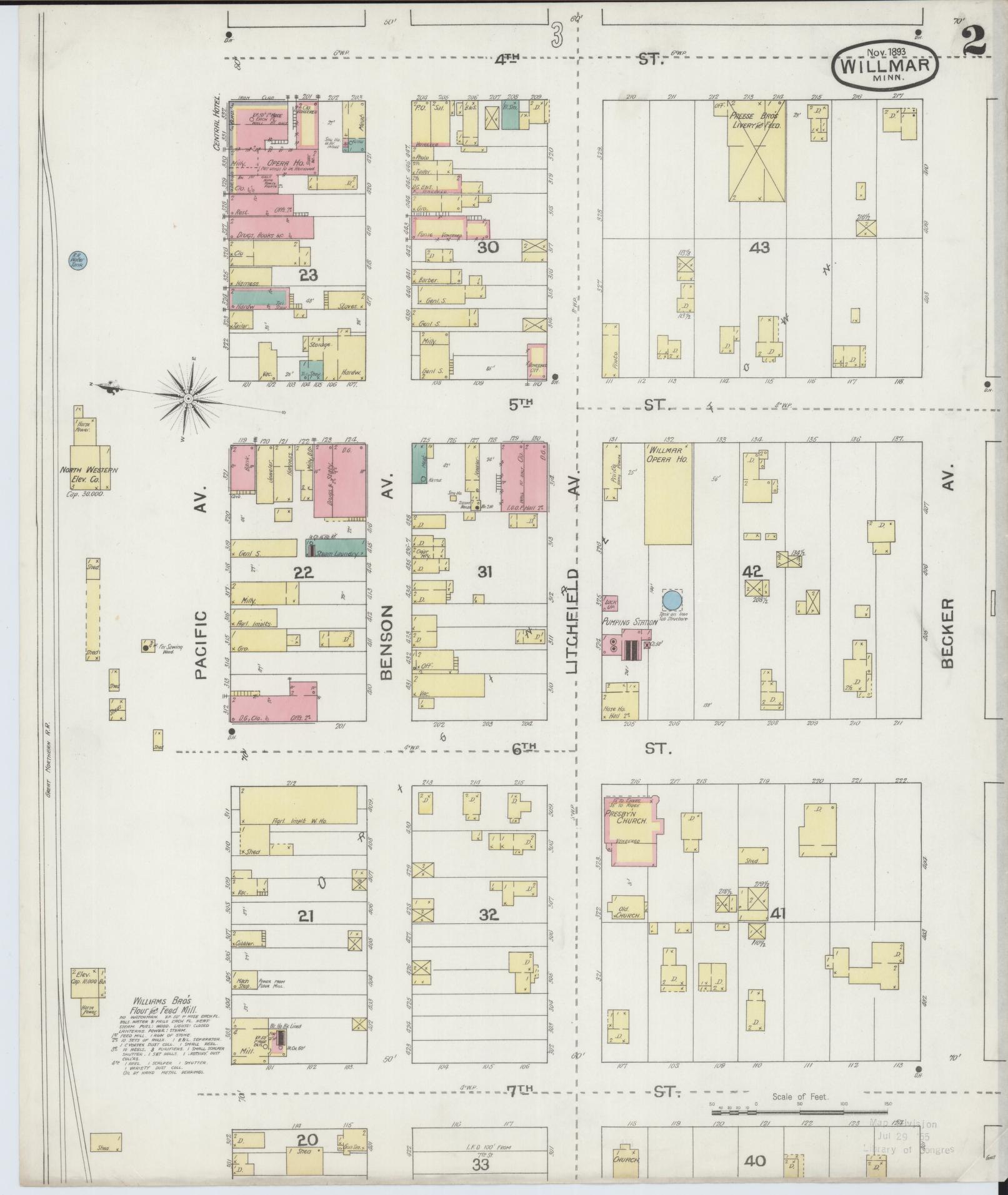 Sanborn Fire Insurance Map from Willmar, Kandiyohi County, Minnesota (1893), Sheet #0002 - Complete Map Set gallery image, historic Sanborn map, vintage wall art, Minnesota Minnesota