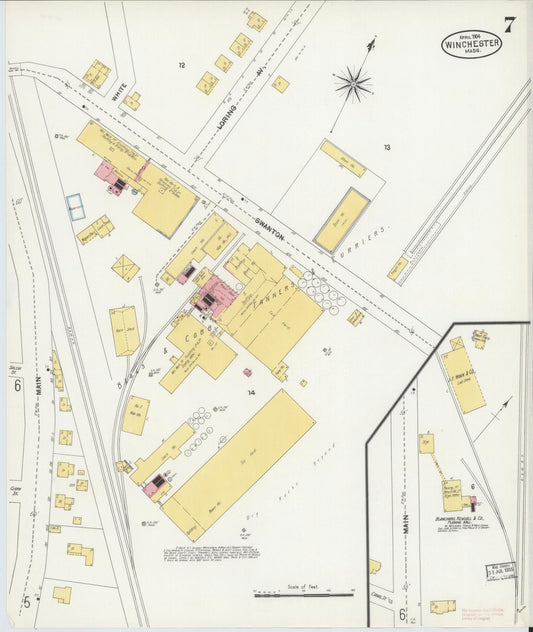 Sanborn Fire Insurance Map from Winchester, Middlesex County, Massachusetts (1904), Sheet #0007 - Historic Sanborn Fire Insurance Map Print, vintage old map wall art, antique decor, genealogy gift, Massachusetts Massachusetts map