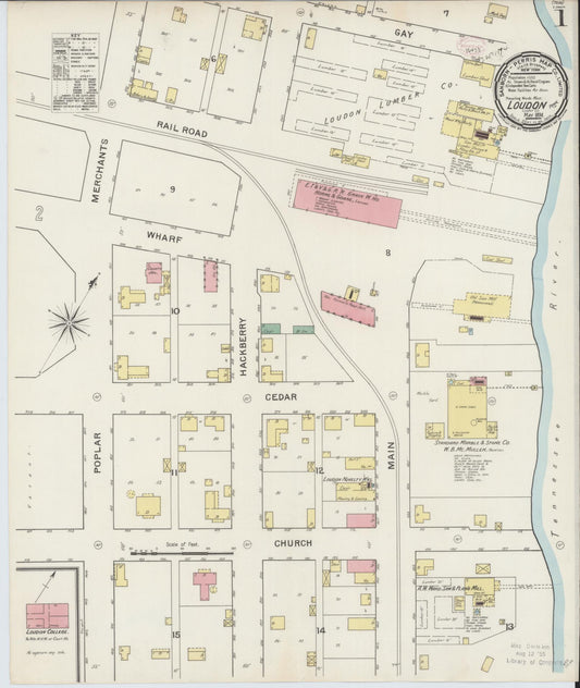 Sanborn Fire Insurance Map from Loudon, Loudon County, Tennessee (1894), Sheet #0001 - Complete Map Set gallery image, historic Sanborn map, vintage wall art, Tennessee Tennessee