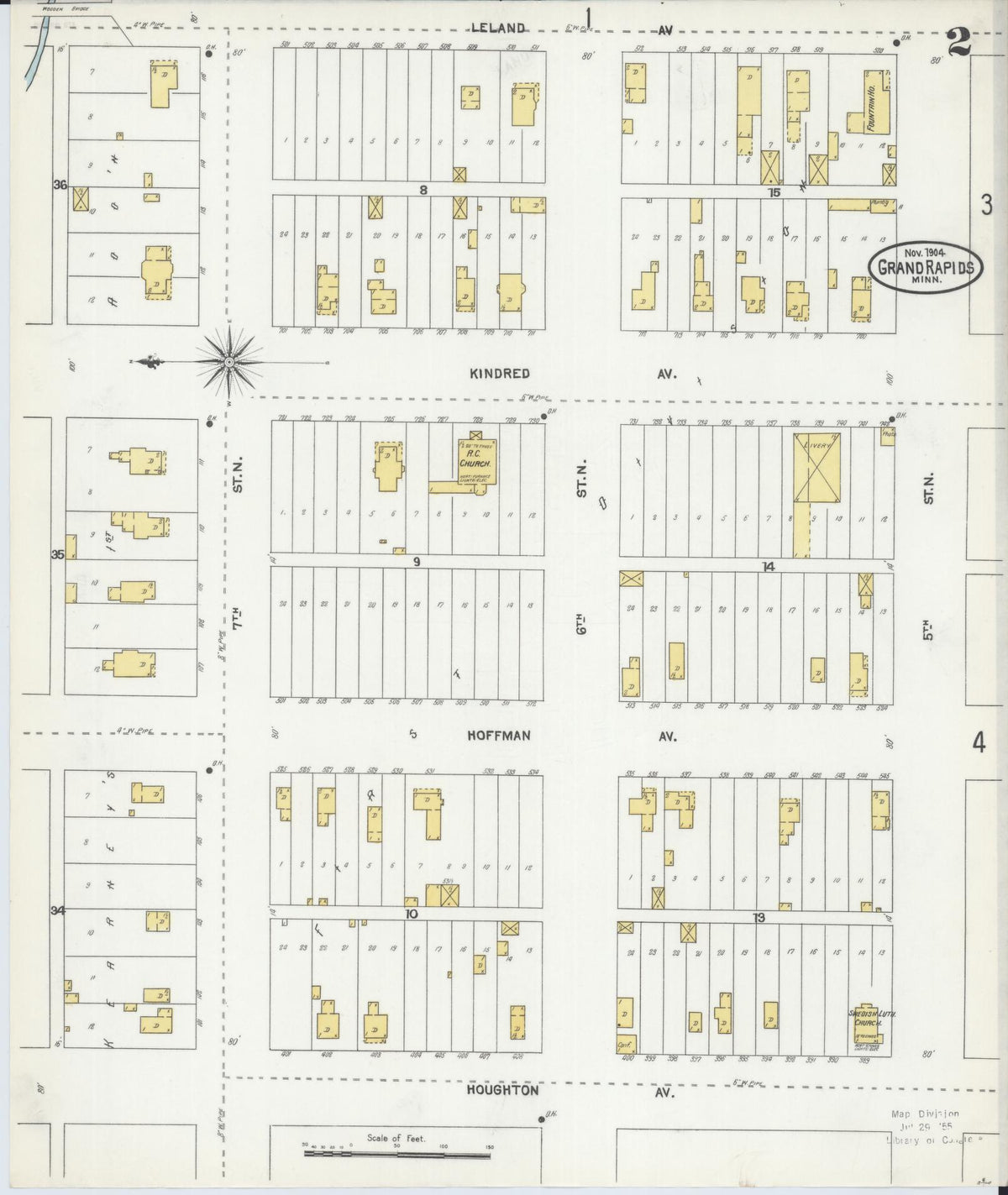 Sanborn Fire Insurance Map from Grand Rapids, Itasca County, Minnesota (1904), Sheet #0002 - Historic Sanborn Fire Insurance Map Print, vintage old map wall art, antique decor, genealogy gift, Minnesota Minnesota map