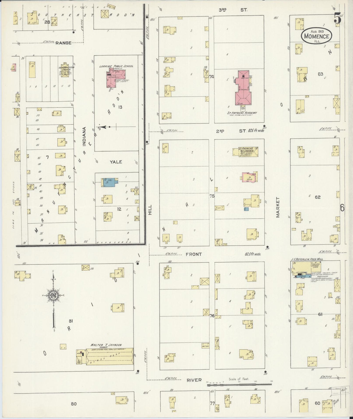Sanborn Fire Insurance Map from Momence, Kankakee County, Illinois (1913), Sheet #0005 - Complete Map Set gallery image, historic Sanborn map, vintage wall art, Illinois Illinois