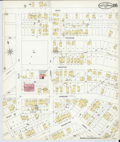 Sanborn Fire Insurance Map from East Liverpool, Columbiana County, Ohio (1908), Sheet #0016 - Historic Sanborn Fire Insurance Map Print, vintage old map wall art, antique decor, genealogy gift, Ohio Ohio map