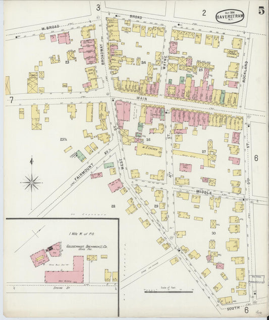 Sanborn Fire Insurance Map from Haverstraw, Rockland County, New York (1896), Sheet #0005 - Historic Sanborn Fire Insurance Map Print, vintage old map wall art, antique decor, genealogy gift, New York New York map