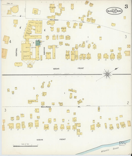 Sanborn Fire Insurance Map from Salisbury, Essex County, Massachusetts (1904), Sheet #0003 - Historic Sanborn Fire Insurance Map Print, vintage old map wall art, antique decor, genealogy gift, Massachusetts Massachusetts map