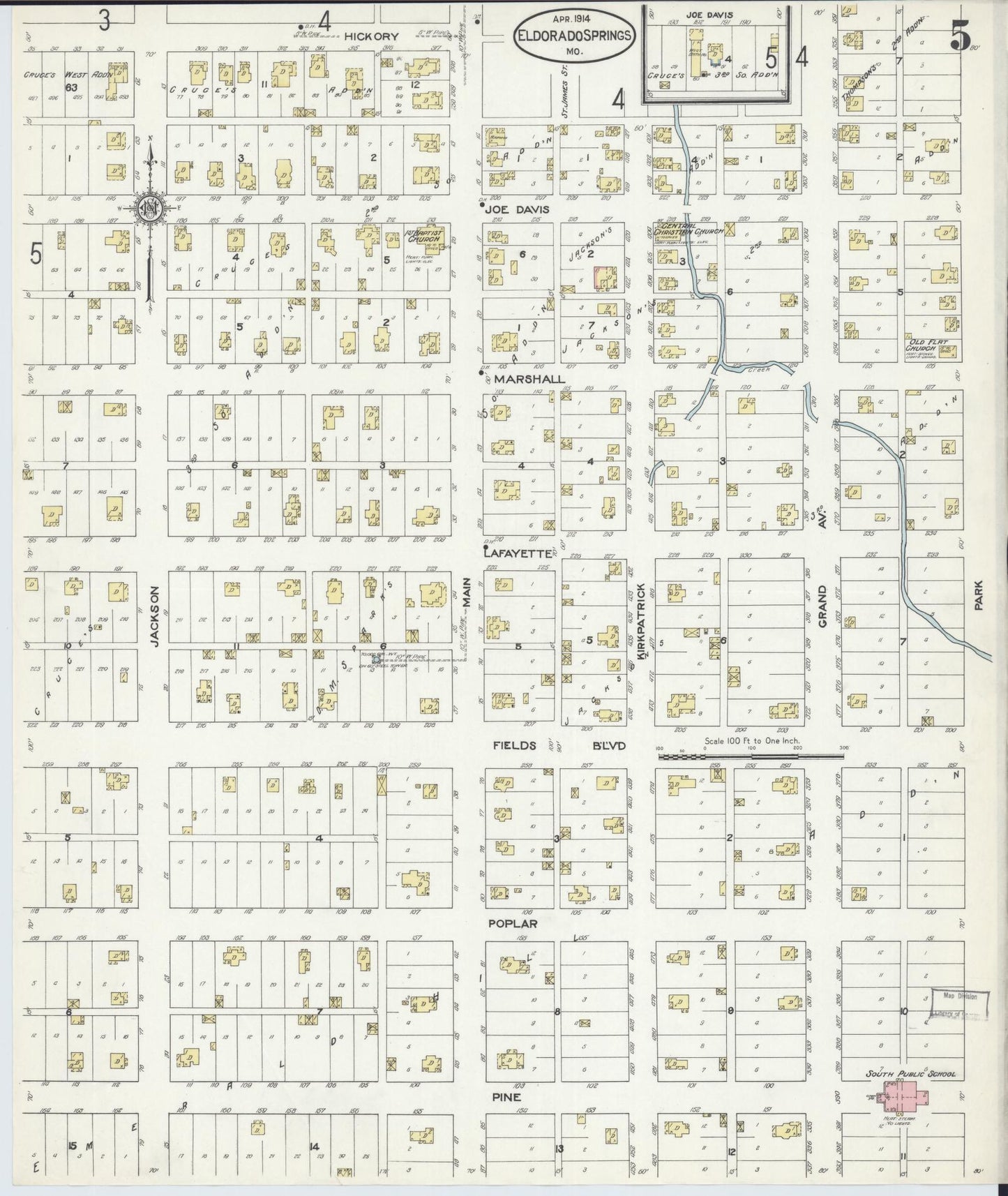 Sanborn Fire Insurance Map from Eldorado Springs, Cedar County, Missouri (1914), Sheet #0005 - Complete Map Set gallery image, historic Sanborn map, vintage wall art, Missouri Missouri
