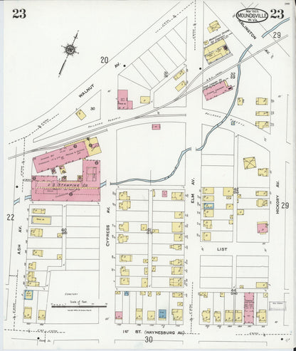 Sanborn Fire Insurance Map from Moundsville, Marshall County, West Virginia (1923), Sheet #0023 - Complete Map Set gallery image, historic Sanborn map, vintage wall art, West Virginia West Virginia