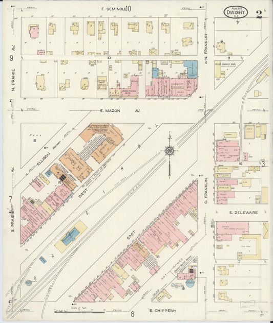 Sanborn Fire Insurance Map from Dwight, Livingston County, Illinois (1914), Sheet #0002 - Historic Sanborn Fire Insurance Map Print, vintage old map wall art, antique decor, genealogy gift, Illinois Illinois map