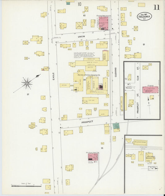 Sanborn Fire Insurance Map from Fredonia, Chautauqua County, New York (1907), Sheet #0011 - Historic Sanborn Fire Insurance Map Print, vintage old map wall art, antique decor, genealogy gift, New York New York map