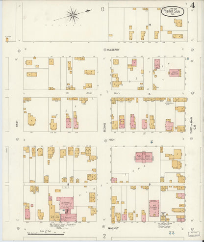 Sanborn Fire Insurance Map from Rising Sun, Ohio County, Indiana (1906), Sheet #0004 - Complete Map Set gallery image, historic Sanborn map, vintage wall art, Indiana Indiana