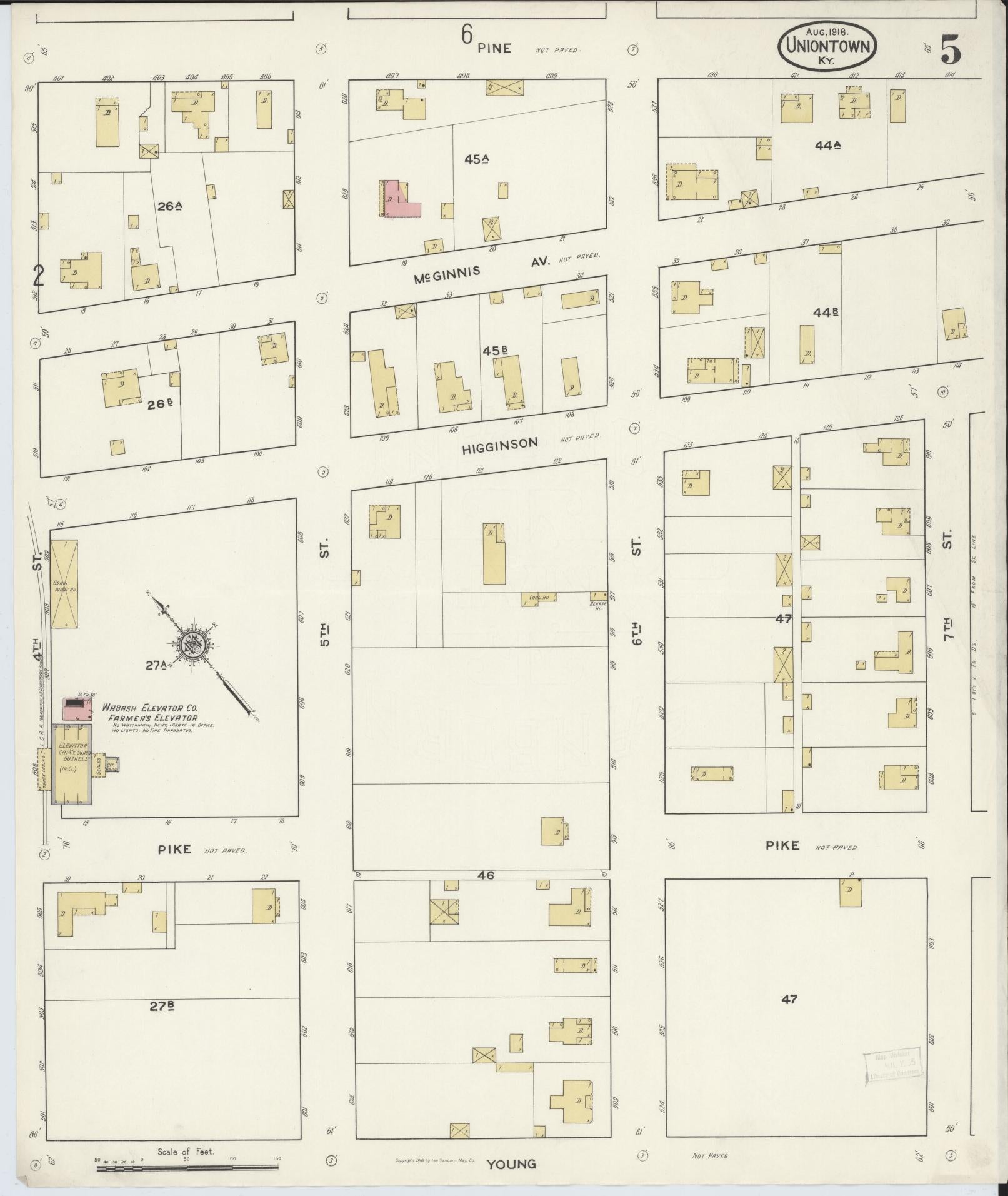 Sanborn Fire Insurance Map from Uniontown, Union County, Kentucky (1916), Sheet #0005 - Complete Map Set gallery image, historic Sanborn map, vintage wall art, Kentucky Kentucky