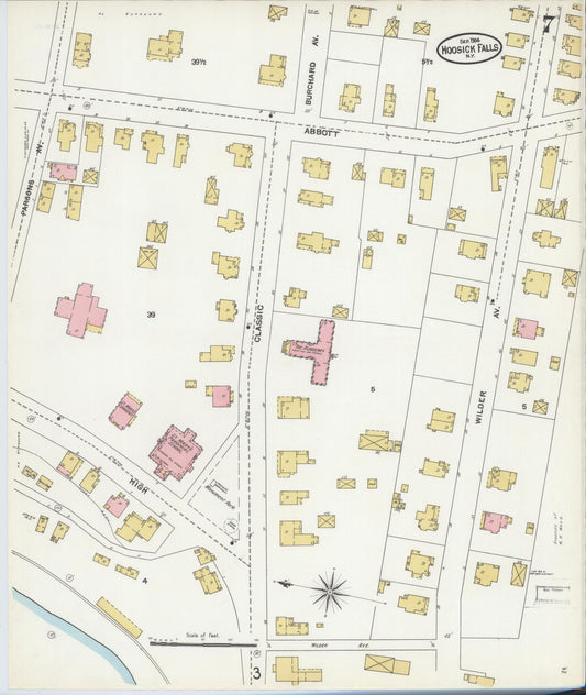 Sanborn Fire Insurance Map from Hoosick Falls, Rensselaer County, New York (1904), Sheet #0007 - Historic Sanborn Fire Insurance Map Print, vintage old map wall art, antique decor, genealogy gift, New York New York map
