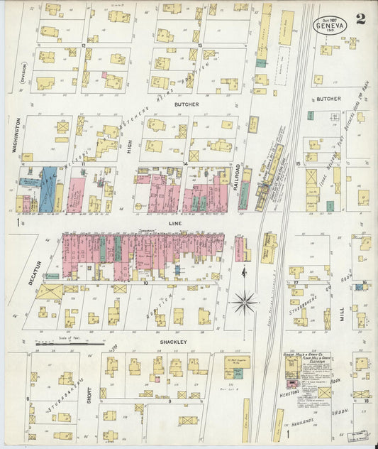 Sanborn Fire Insurance Map from Geneva, Adams County, Indiana (1907), Sheet #0002 - Historic Sanborn Fire Insurance Map Print, vintage old map wall art, antique decor, genealogy gift, Indiana Indiana map