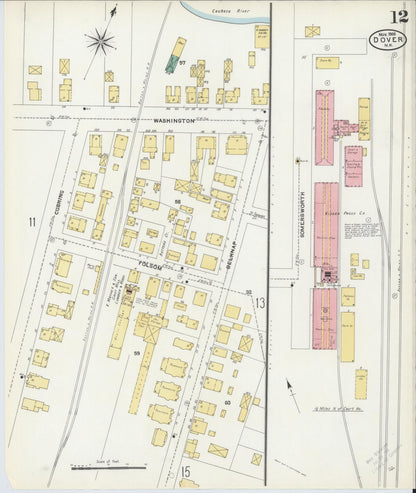 Sanborn Fire Insurance Map from Dover, Strafford County, New Hampshire (1905), Sheet #0012 - Complete Map Set gallery image, historic Sanborn map, vintage wall art, New Hampshire New Hampshire