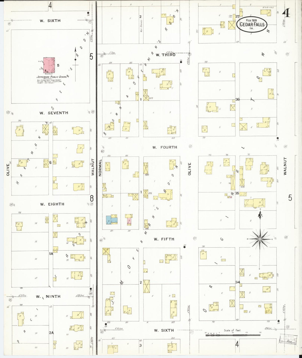 Sanborn Fire Insurance Map from Cedar Falls, Black Hawk County, Iowa (1909), Sheet #0004 - Historic Sanborn Fire Insurance Map Print