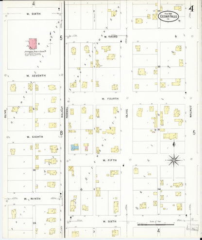 Sanborn Fire Insurance Map from Cedar Falls, Black Hawk County, Iowa (1909), Sheet #0004 - Historic Sanborn Fire Insurance Map Print