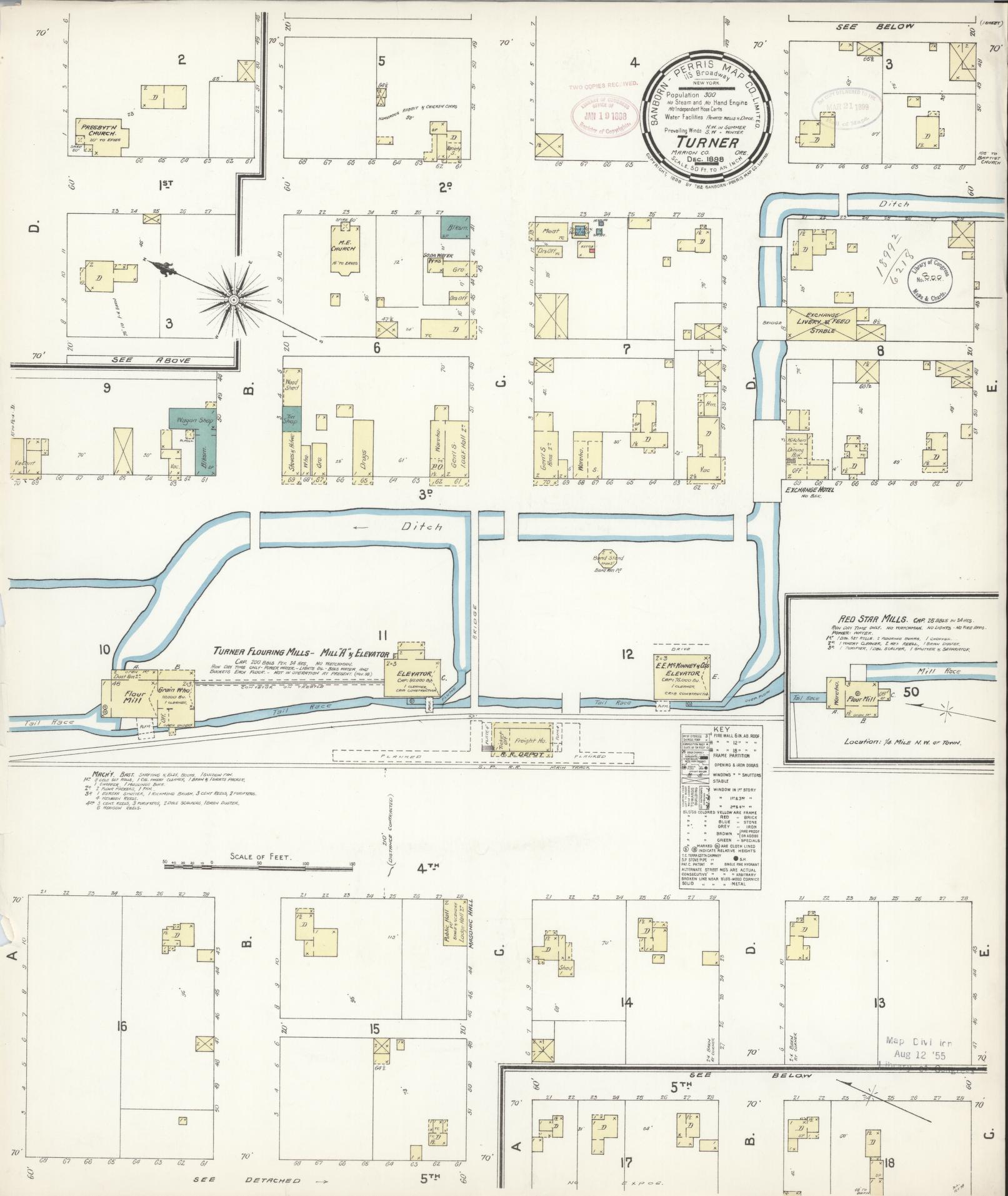 Sanborn Fire Insurance Map from Turner, Marion County, Oregon (1898), Sheet #0001 - Historic Sanborn Fire Insurance Map Print, vintage old map wall art, antique decor, genealogy gift, Oregon Oregon map