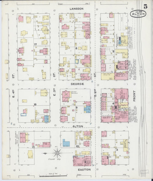 Sanborn Fire Insurance Map from Alton, Madison County, Illinois (1892), Sheet #0005 - Historic Sanborn Fire Insurance Map Print, vintage old map wall art, antique decor, genealogy gift, Illinois Illinois map