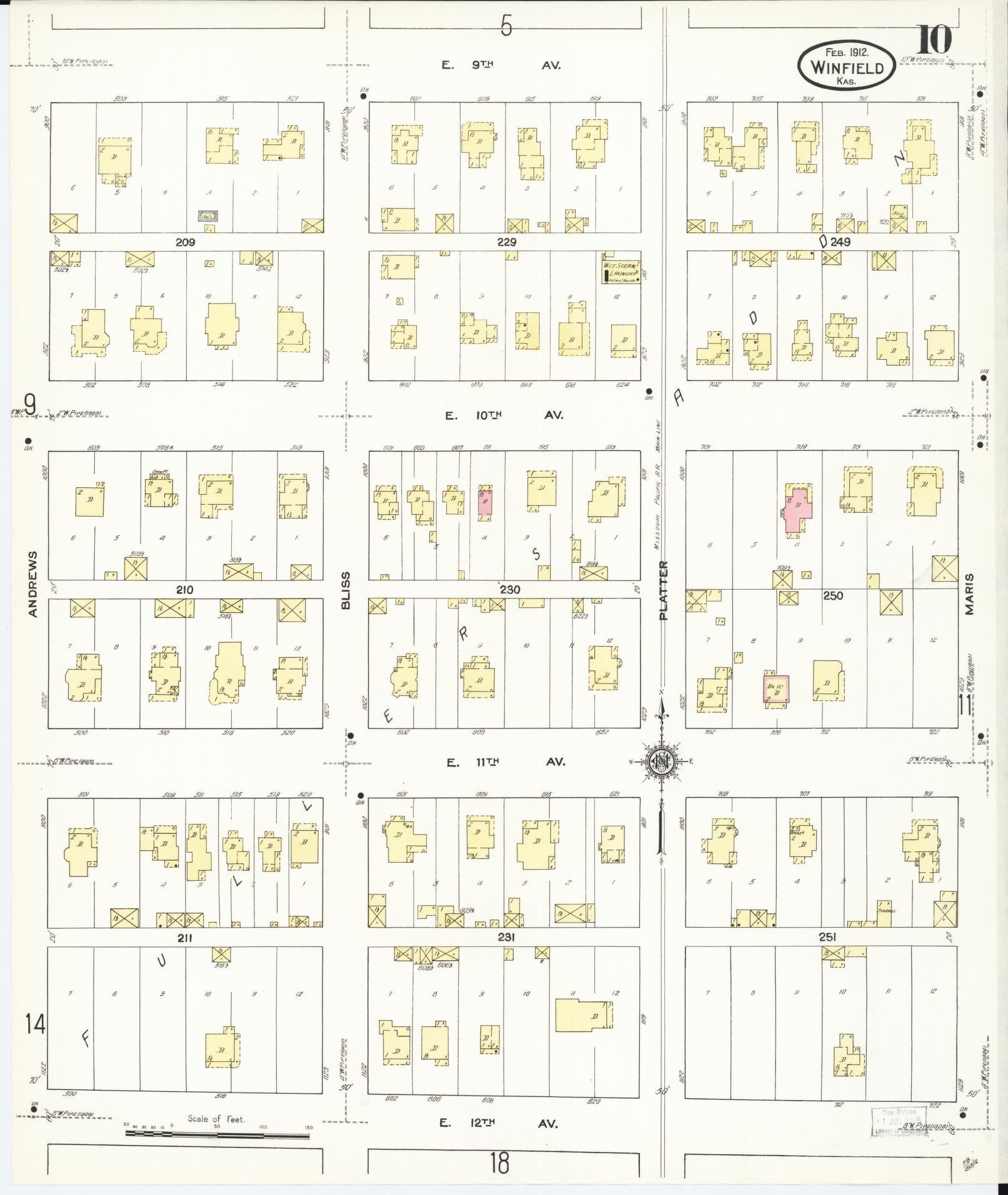 Sanborn Fire Insurance Map from Winfield, Cowley County, Kansas (1912), Sheet #0010 - Complete Map Set gallery image, historic Sanborn map, vintage wall art, Kansas Kansas