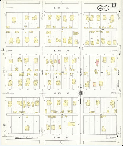 Sanborn Fire Insurance Map from Winfield, Cowley County, Kansas (1912), Sheet #0010 - Complete Map Set gallery image, historic Sanborn map, vintage wall art, Kansas Kansas